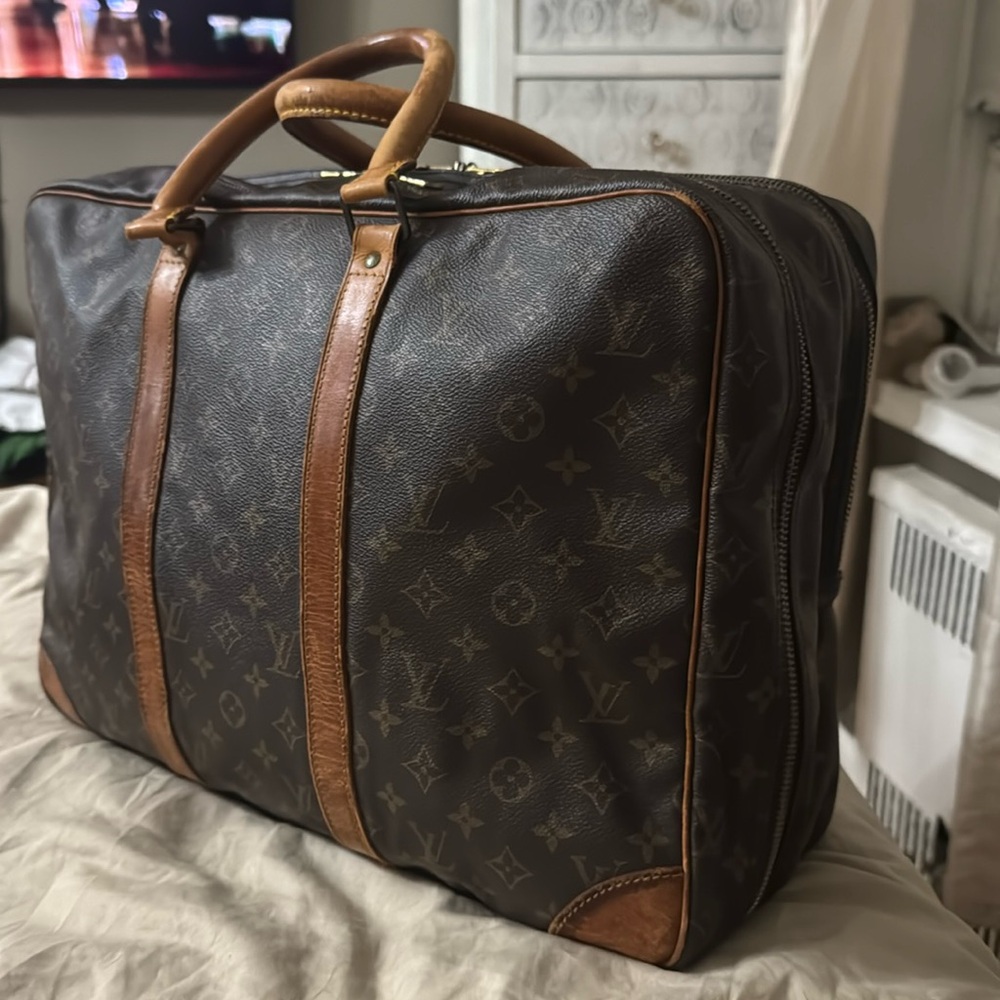 Louis Vuitton Brown Monogram suitcase with Leather Trim